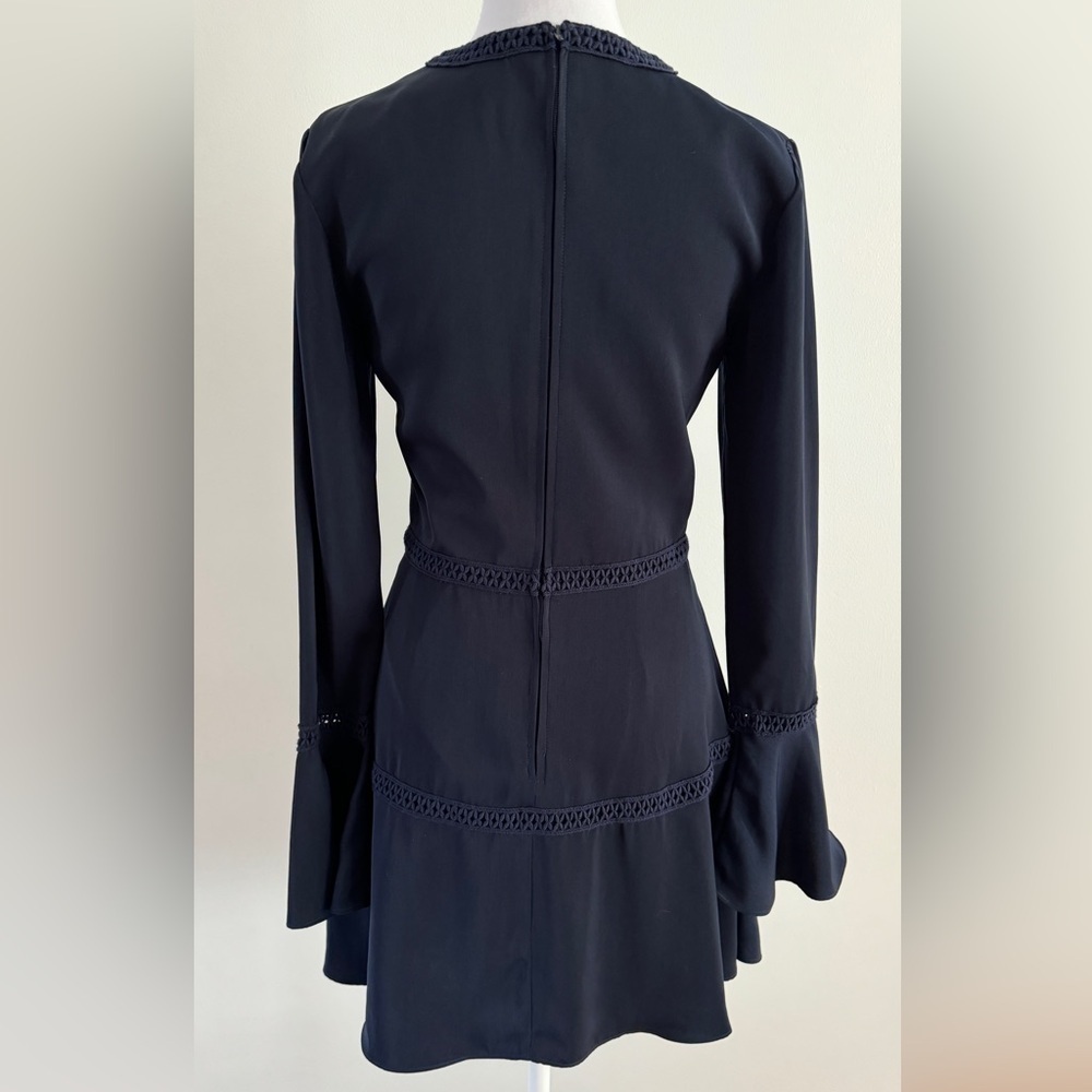 Finders Keepers embroidered bell sleeve navy dress - Picture 4 of 8